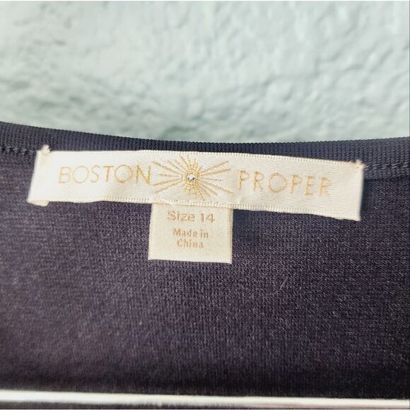 Boston Proper dress faux wrap little black dress - Picture 3 of 12